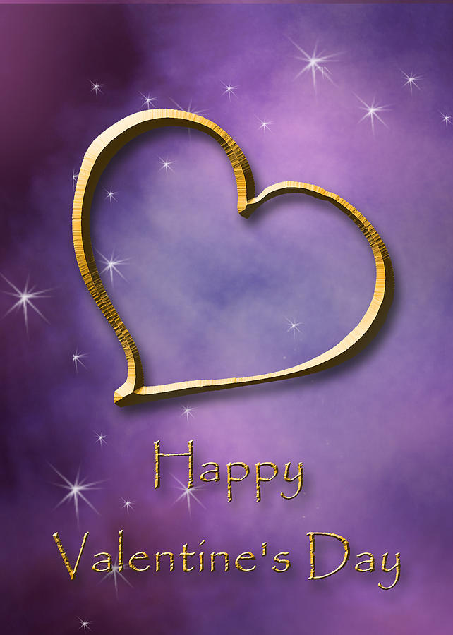 Valentines Day Digital Art - Valentines Day Gold Heart #1 by Jeanette K