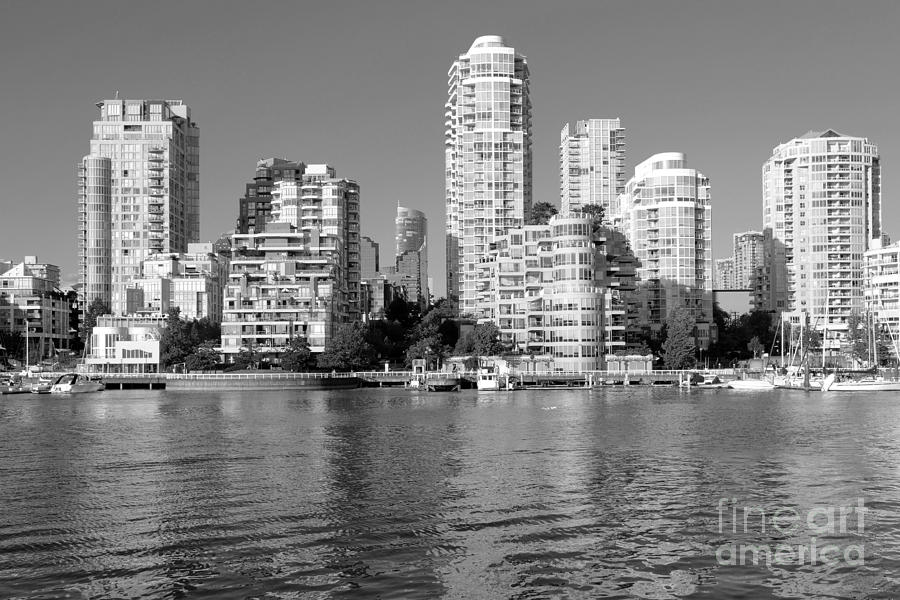 Black And White Photograph - Vancouver BC downtown skyline #1 by Bill Cobb