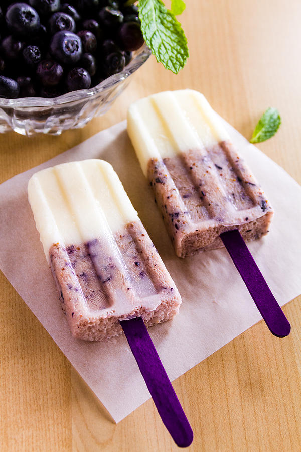 Vanilla and Blueberry Popsicles #1 Photograph by Teri Virbickis