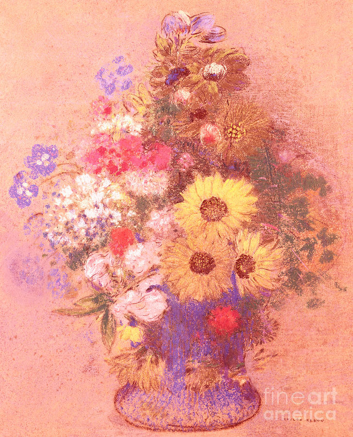 Vase of Flowers by Odilon Redon Pastel by Odilon Redon