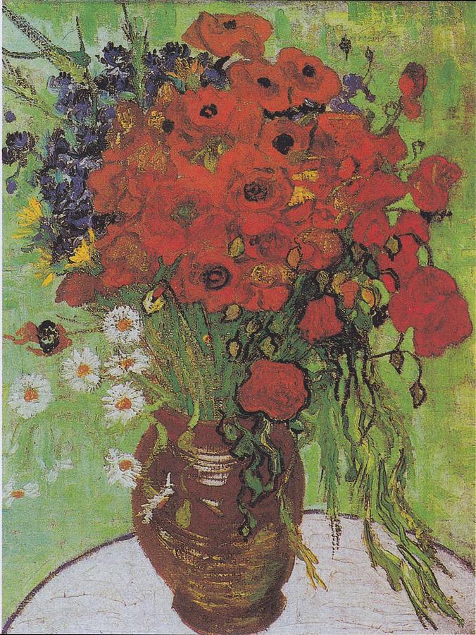 Vincent Van Gogh Painting - Vase with Daisies and Poppies #2 by Celestial Images
