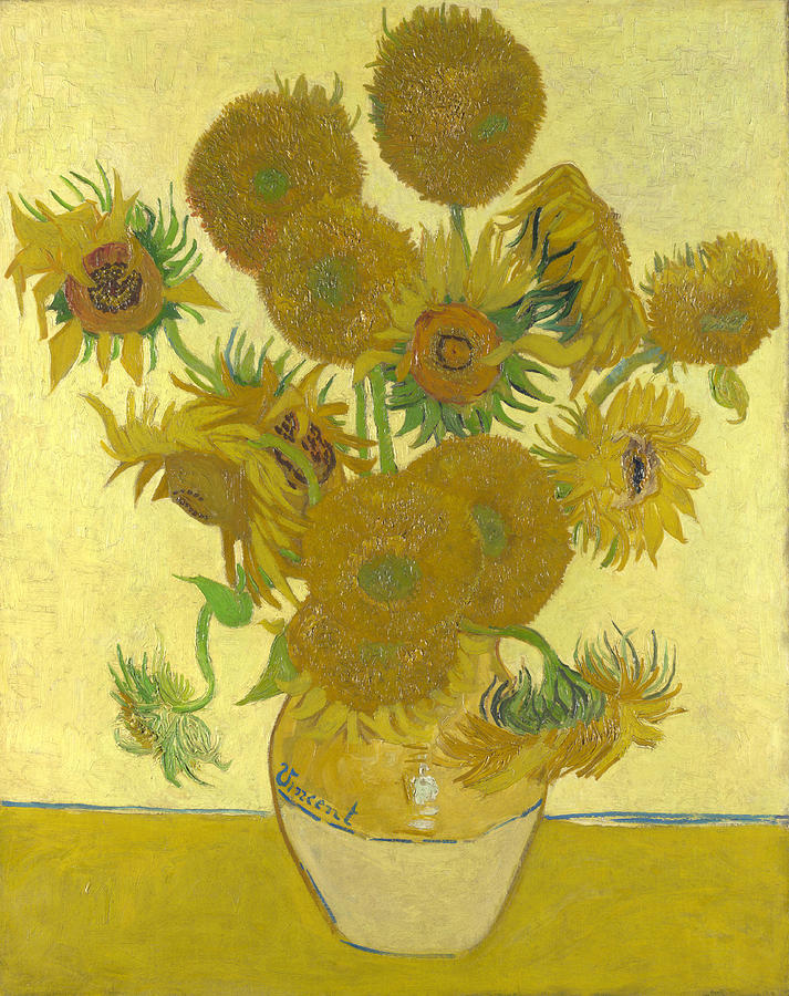 Vase with Fifteen Sunflowers #6 Painting by Celestial Images