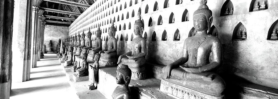 Black And White Photograph - Vat Si Saket, Vientiane, Laos #1 by Panoramic Images
