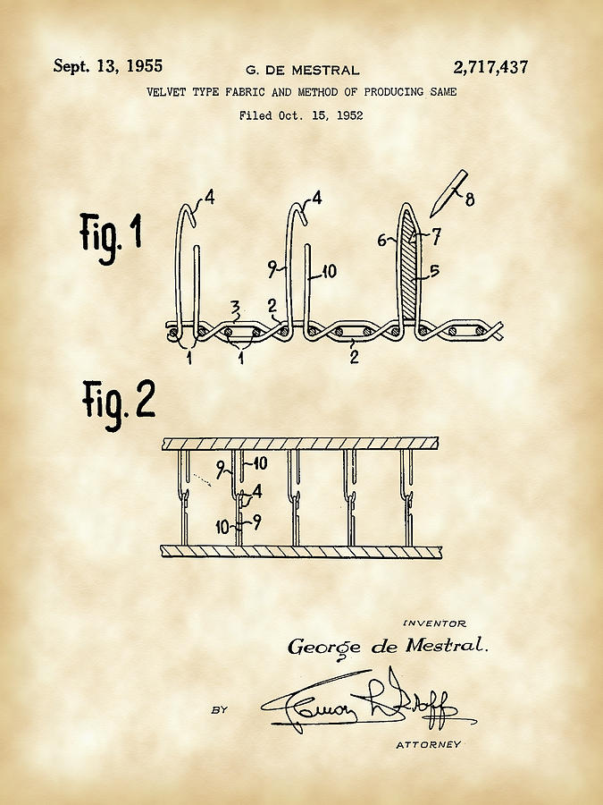 Velcro Patent 1952 - Vintage Digital by Younts Pixels