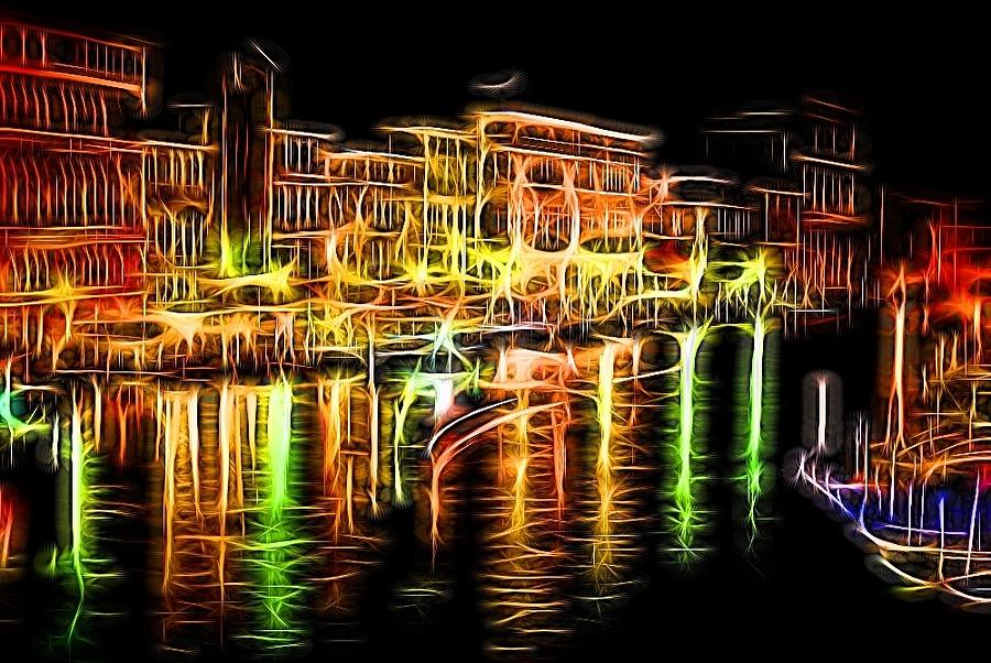 Venice at night #2 Photograph by Ron Harpham