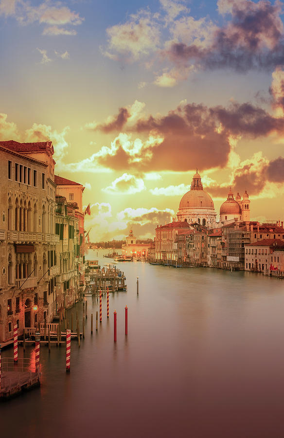 Venice. The Grand Canal At Sunset #1 Photograph by Buena Vista Images