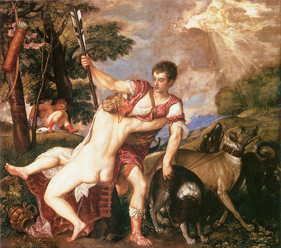Titian Painting - Venus and Adonis #1 by Titian