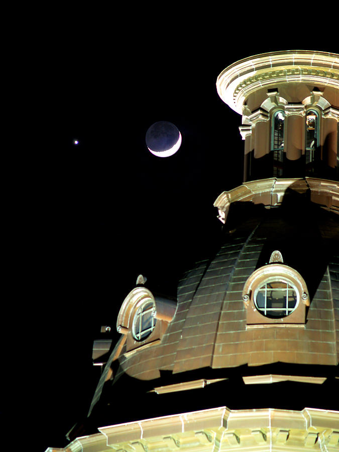 Venus and Crescent Moon-1 Photograph by Charles Hite