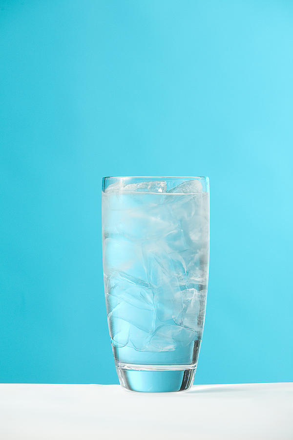 Ice Cube Photograph - Very Full Glass Of Water With Ice #1 by Greg Huszar Photography