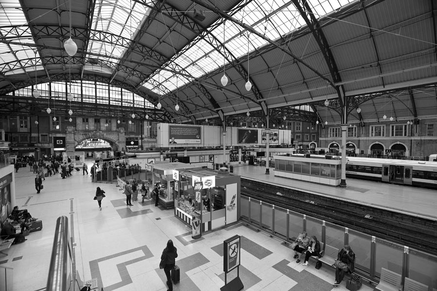 Victoria railway station London BW #1 Photograph by David French