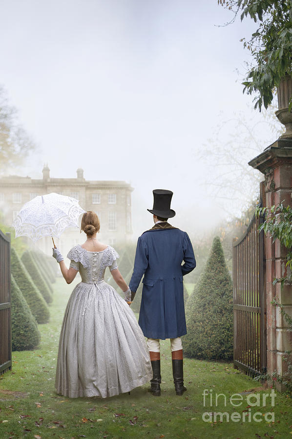 Victorian Couple In The Grounds Of A Stately Home #1 Photograph by Lee Avison