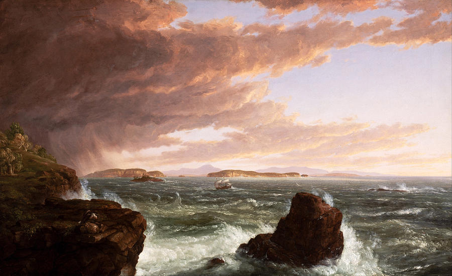 View Across Frenchmans Bay From Mt  Desert Island  After A Squall #1 Painting by Thomas Cole
