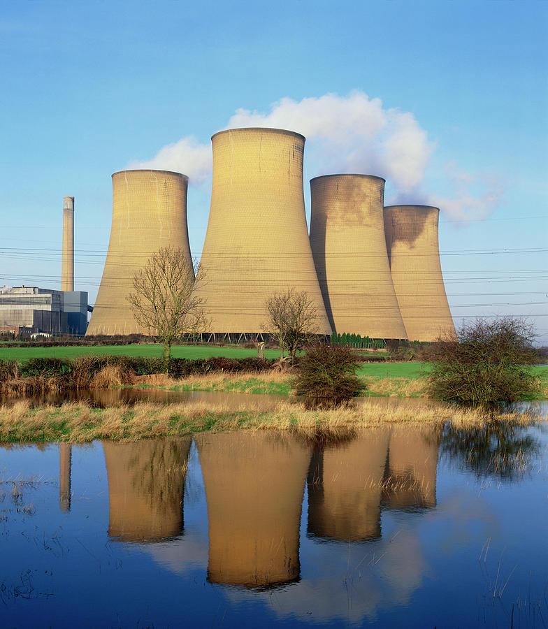 View Of A Power Station Reflected In Flooded Field #1 Photograph by Martin Bond/science Photo Library