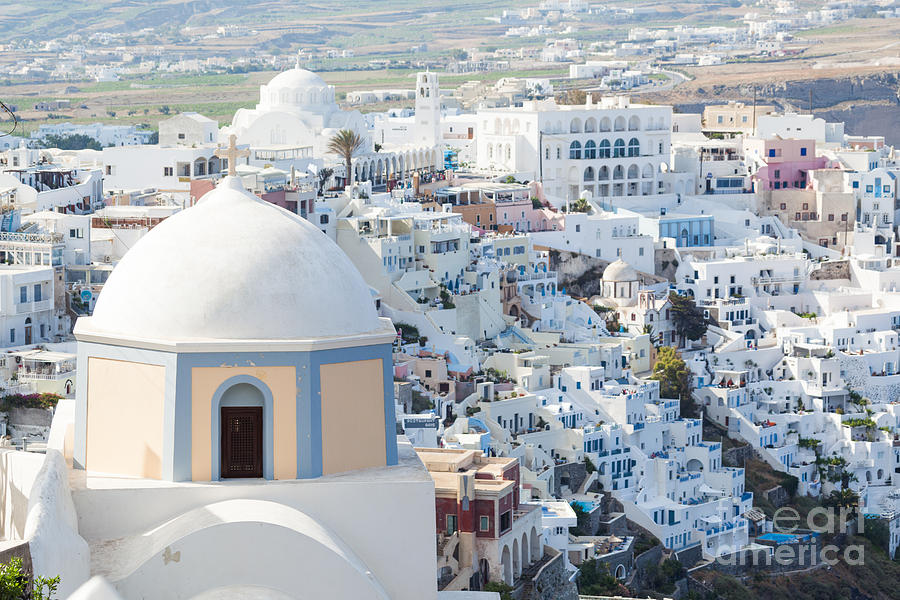 View of Fira with famous church Santorini Greece #1 Photograph by Matteo Colombo