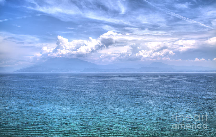 Landmark Photograph - View to the Lake Garda with dramatic effects #1 by Gina Koch