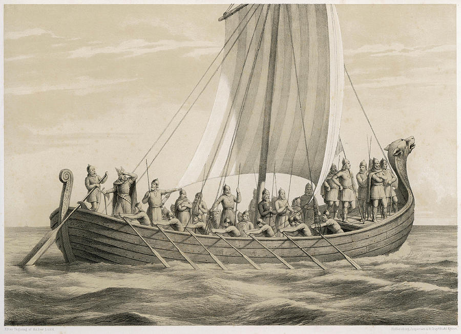 'vikingesnekke' Norwegian Warriors Drawing by Mary Evans Picture ...