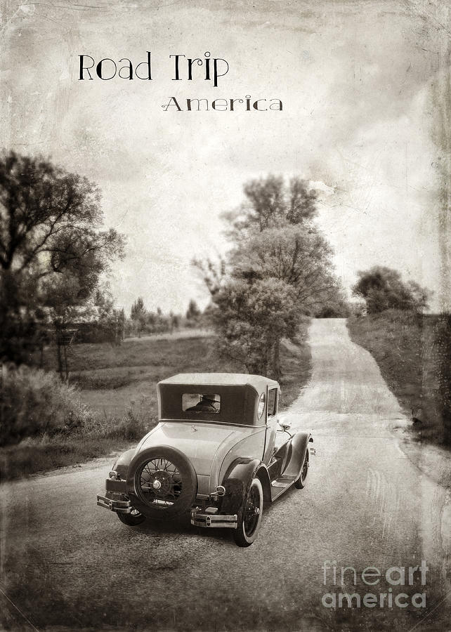 Vintage Car on a Rural Road #1 Photograph by Jill Battaglia