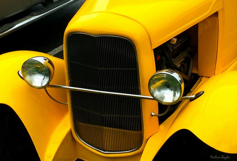 Vintage Car Yellow Detail #1 Digital Art by Barbara Snyder