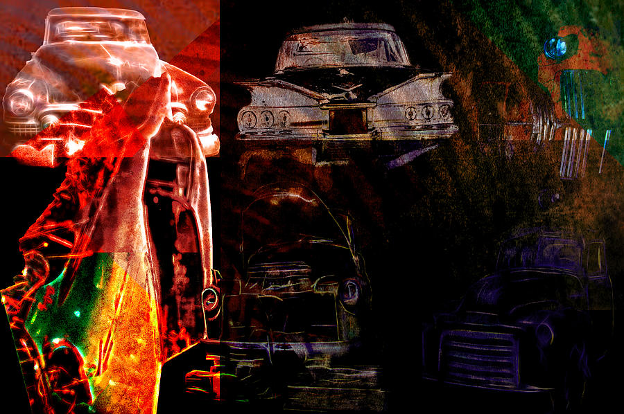 Vintage Cars Collage #1 Digital Art by Cathy Anderson
