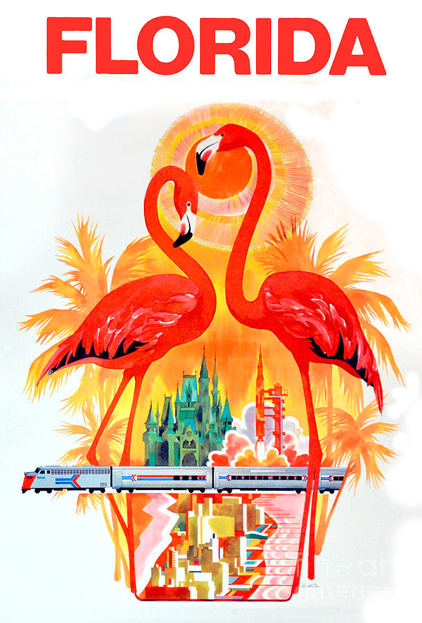 Vintage Florida Travel Poster Drawing by Jon Neidert