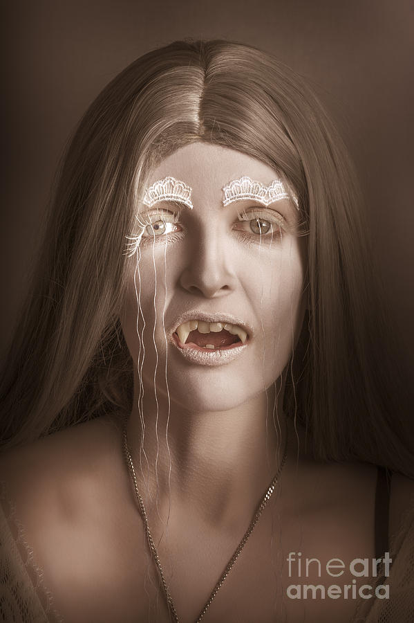 Vintage halloween portrait. Gothic vampire girl #1 Photograph by Jorgo Photography