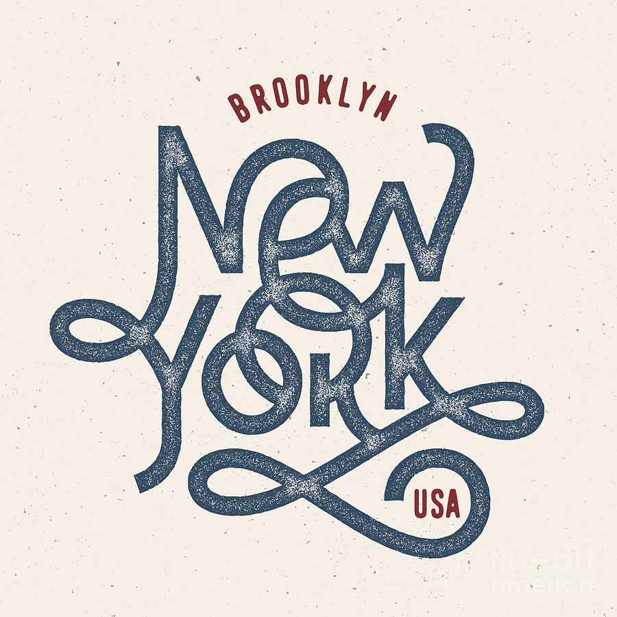 College Digital Art - Vintage Hand Lettered Textured New York by Tortuga College Digital Art - Vintage Hand Lettered Textured New York by Tortuga