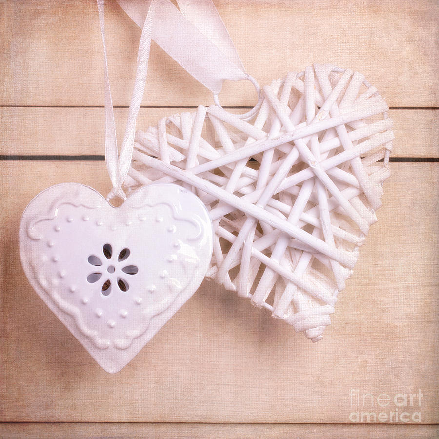Vintage hearts with texture #1 Photograph by Jane Rix