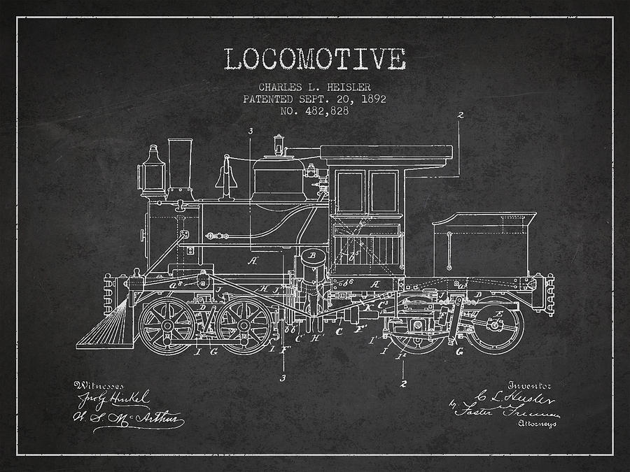 Vintage Digital Art - Vintage Locomotive patent from 1892 #4 by Aged Pixel