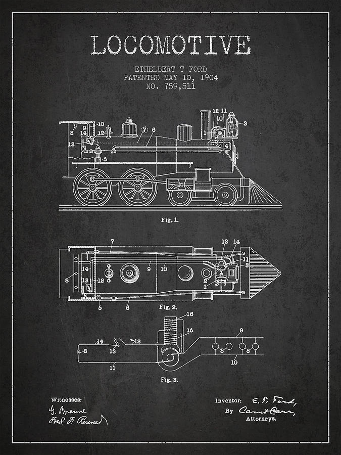 Vintage Digital Art - Vintage Locomotive patent from 1904 #1 by Aged Pixel