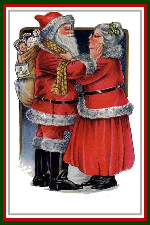 Vintage Mr And Mrs Claus Painting