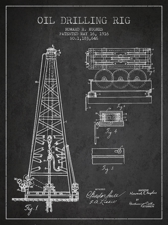Vintage Oil Drilling Rig Patent From 1916 Digital Art