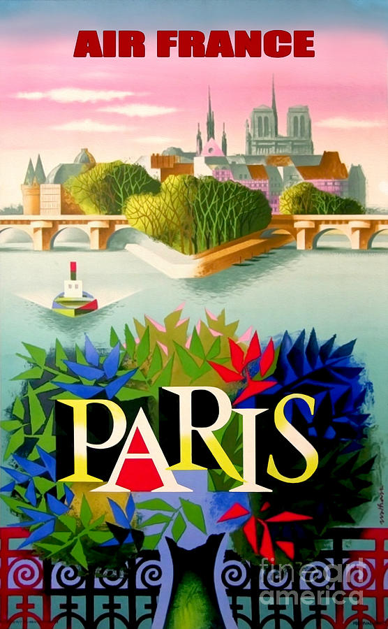 Vintage Paris Travel Poster #2 Drawing by Jon Neidert