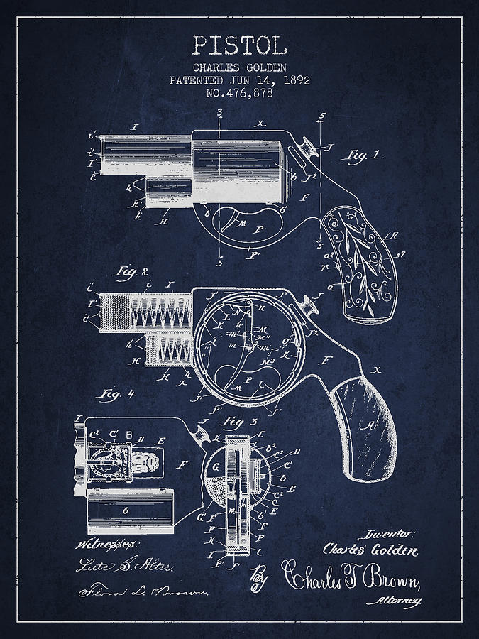Vintage Digital Art - Vintage Pistol Patent from 1892 #2 by Aged Pixel