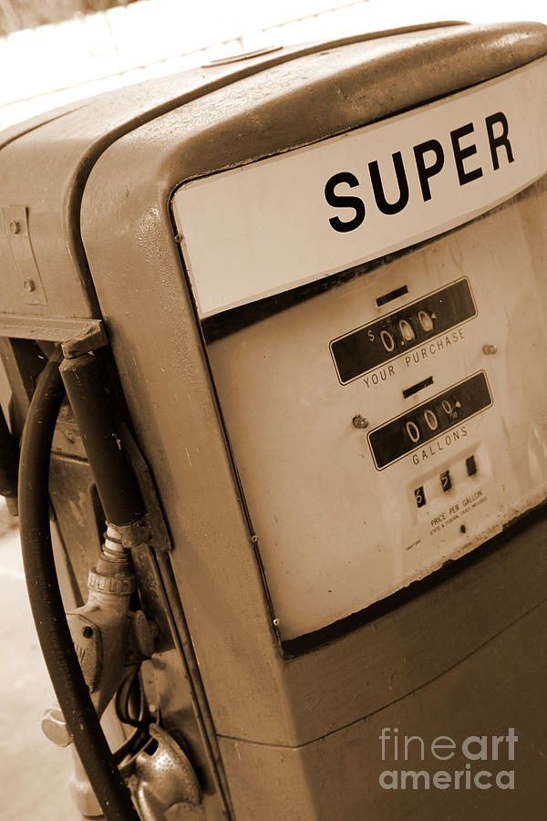 Transportation Photograph - Vintage red fuel pump #1 by Isabel Poulin