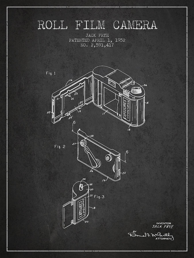 Vintage Digital Art - Vintage roll film camera patent from 1952 #2 by Aged Pixel