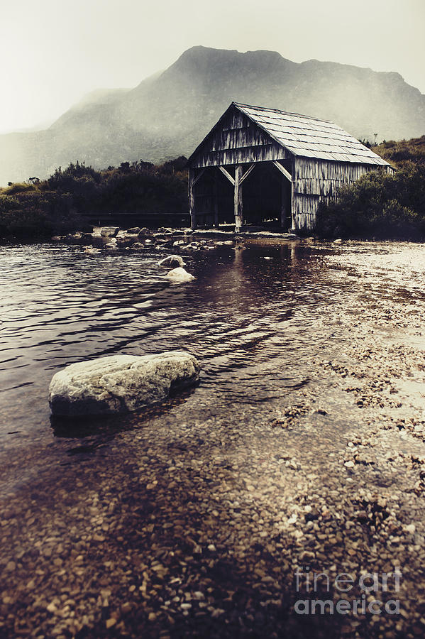 Vintage style landscape of a rustic boat shed #1 Photograph by Jorgo Photography