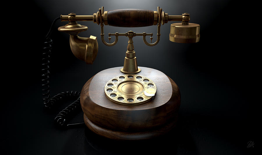 Vintage Digital Art - Vintage Telephone Dark Isolated #1 by Allan Swart