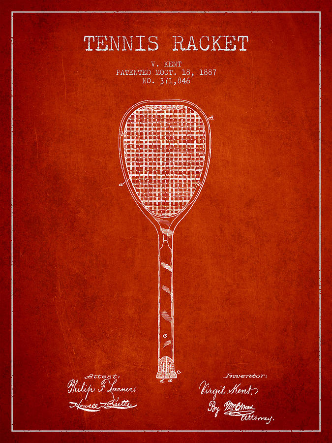 Vintage Tennnis Racketl Patent Drawing from 1887 Digital Art by Aged ...