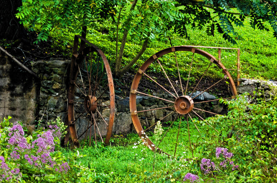 Vintage Wagon Wheel Gate #2 Photograph by Sandi OReilly
