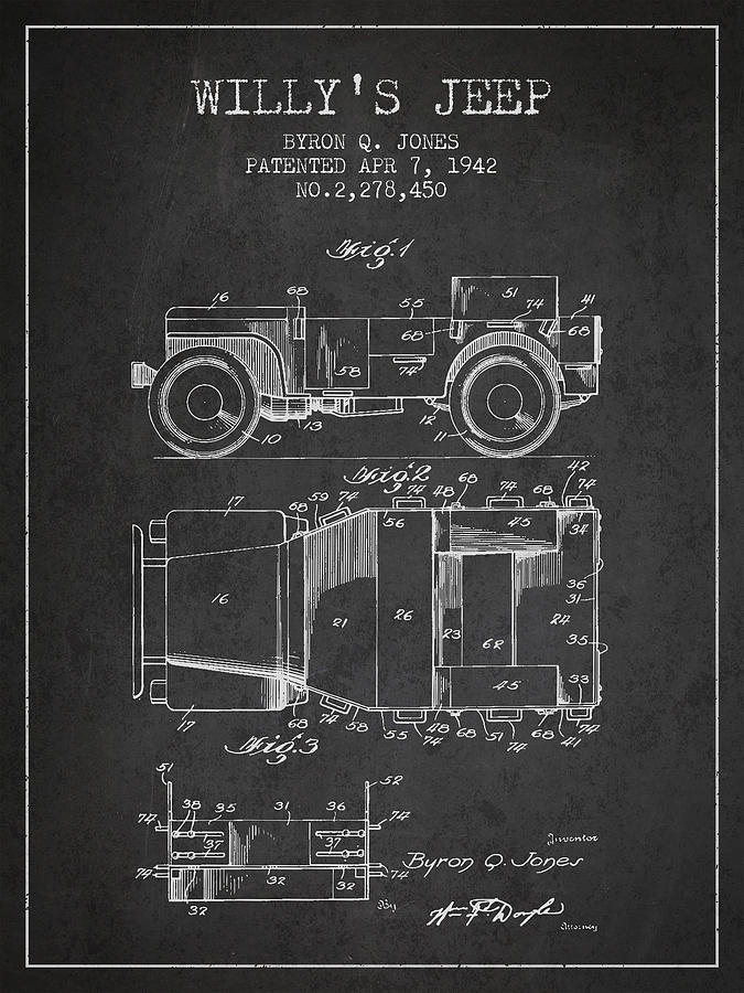 Vintage Digital Art - Vintage Willys Jeep Patent from 1942 #2 by Aged Pixel