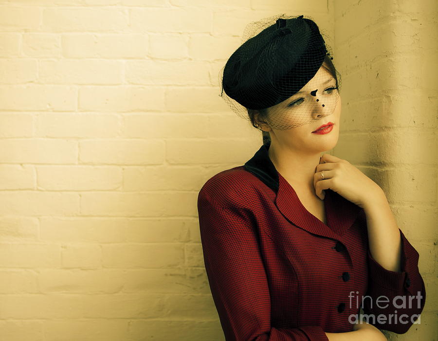 Beautiful woman in vintage forties clothing #1 by Diane Diederich