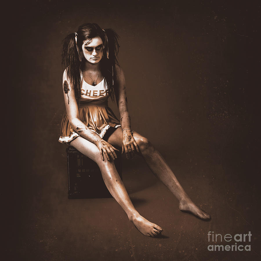 Vintage zombie cheerleader cut from the team #1 Photograph by Jorgo Photography