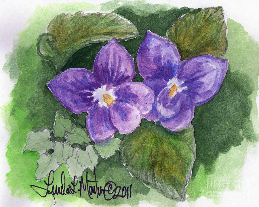 Violets #1 Painting by Linda L Martin
