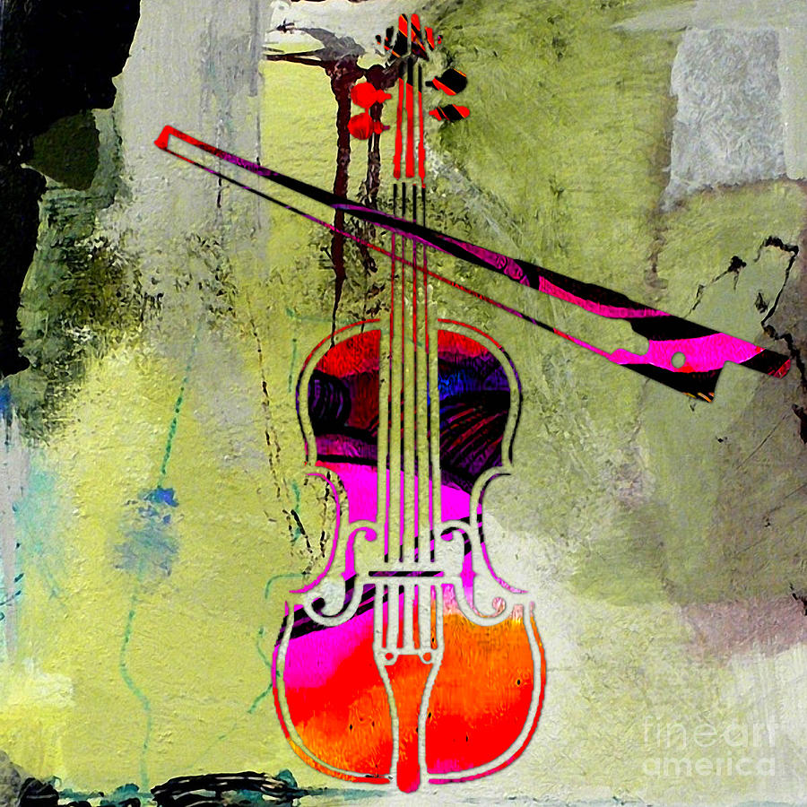 Music Mixed Media - Violin and Bow #4 by Marvin Blaine