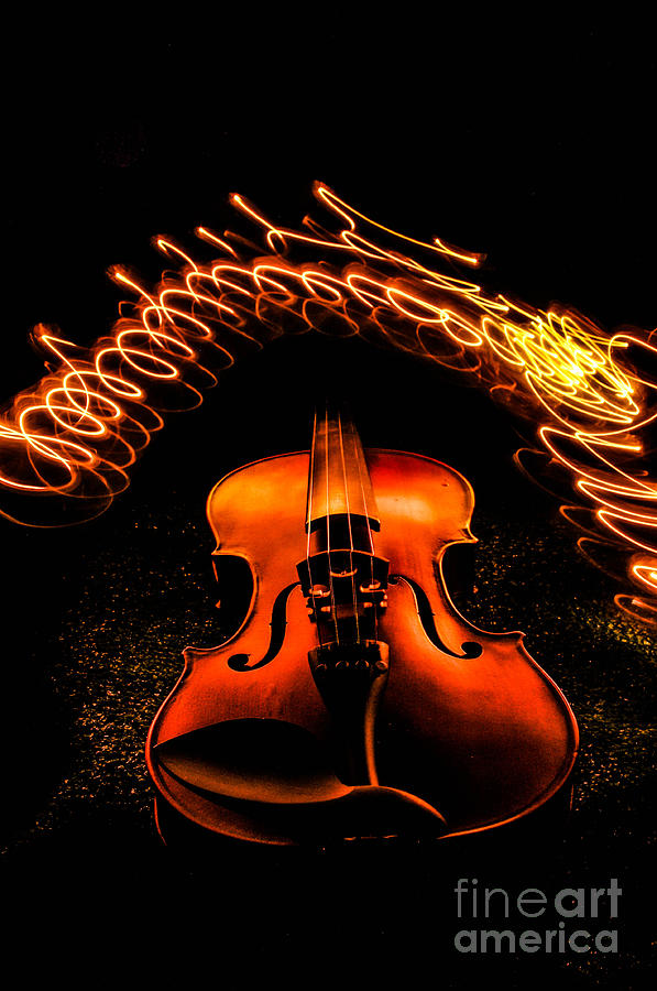 Violin light painting #3 Photograph by Gerald Kloss