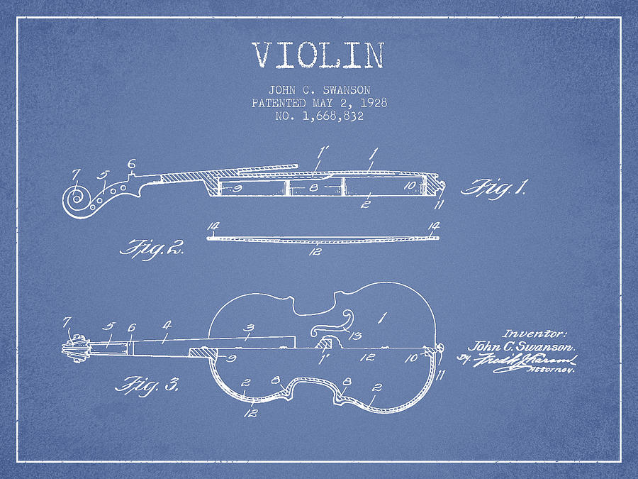 Violin Patent Drawing From 1928 Digital Art