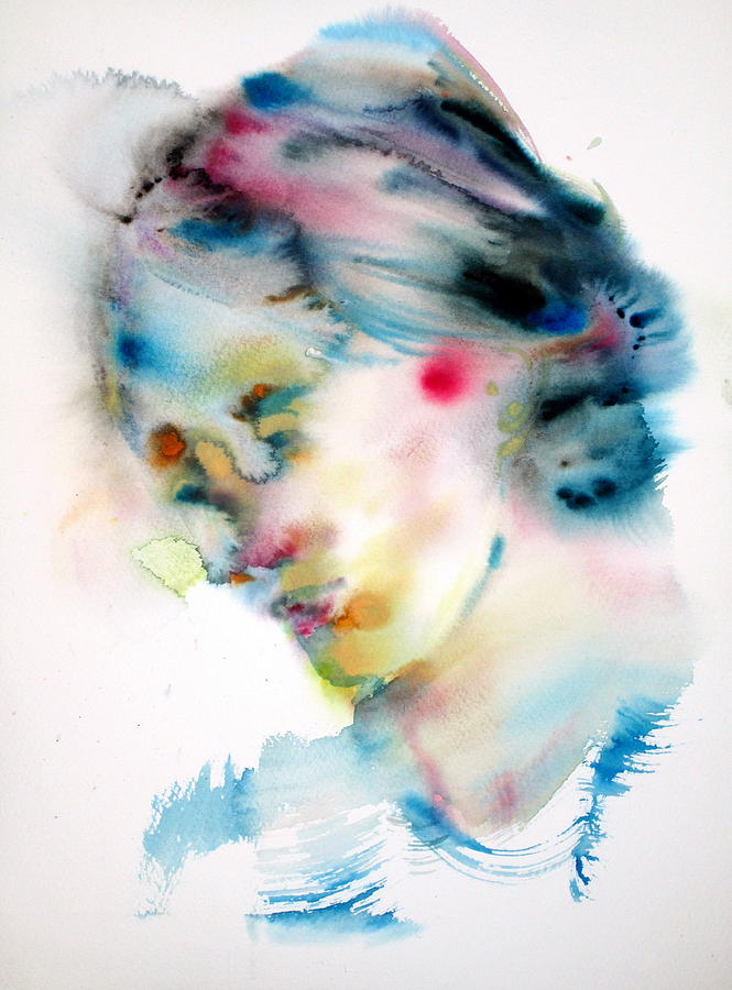 VIRGINIA WOOLF -watercolor portrait #1 Painting by Fabrizio Cassetta