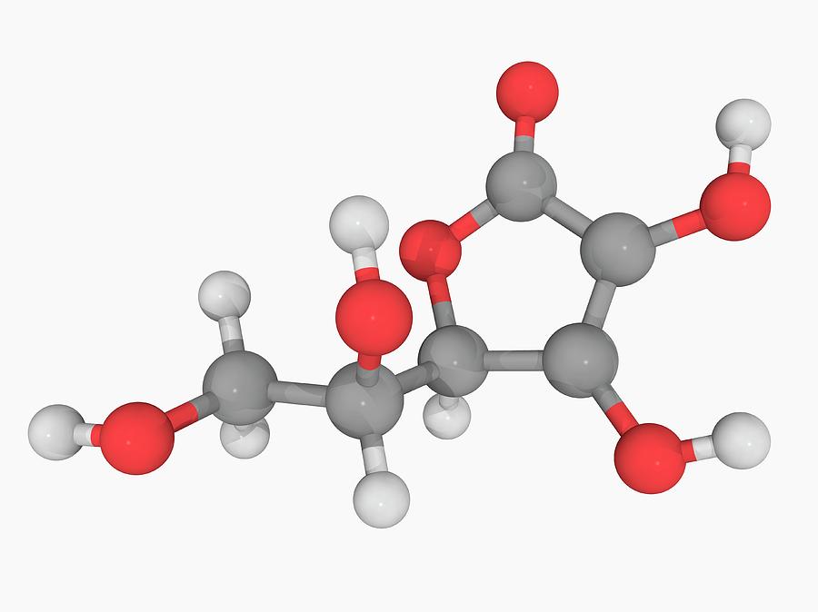 Vitamin C Ascorbic Acid Molecule Digital Art by Laguna Design