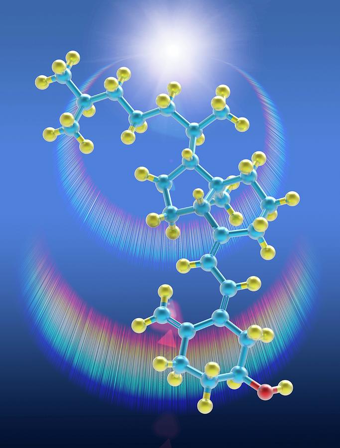 Vitamin D Molecule And Sun Flare #1 Photograph by Alfred Pasieka/science Photo Library