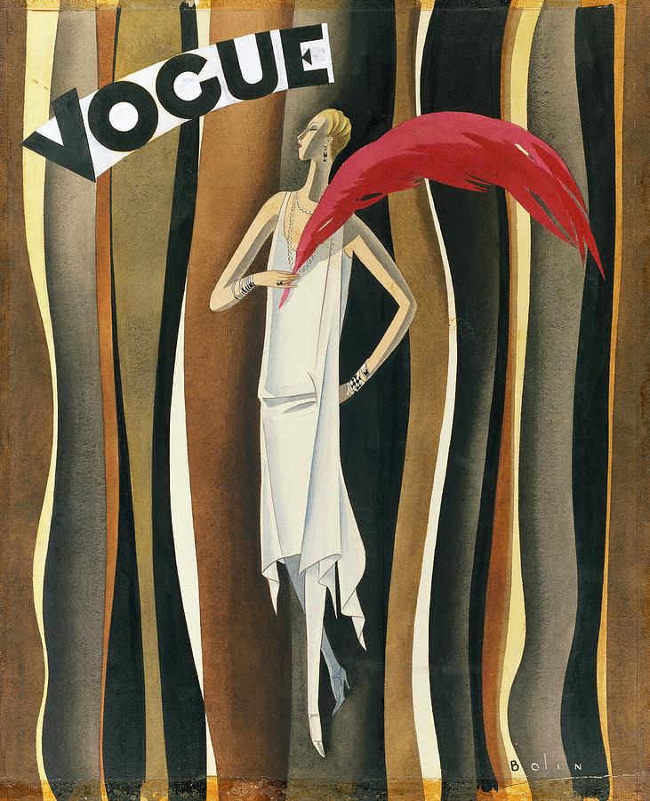 Vogue Magazine Cover Featuring A Woman In A White Digital Art by William Bolin